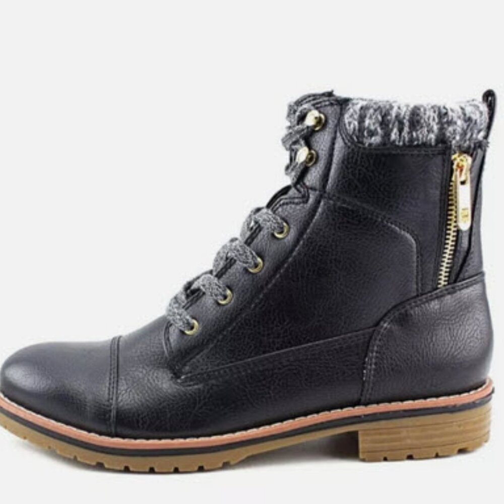 Tommy Hilfiger Women's Black TWOMAR2 Lace Up Combat Style boots Size 9.5 EUC